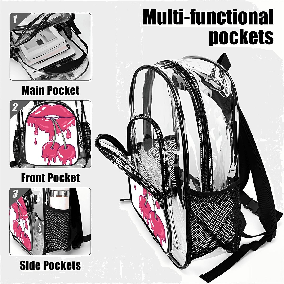 Clear Backpack with Mesh Pocket