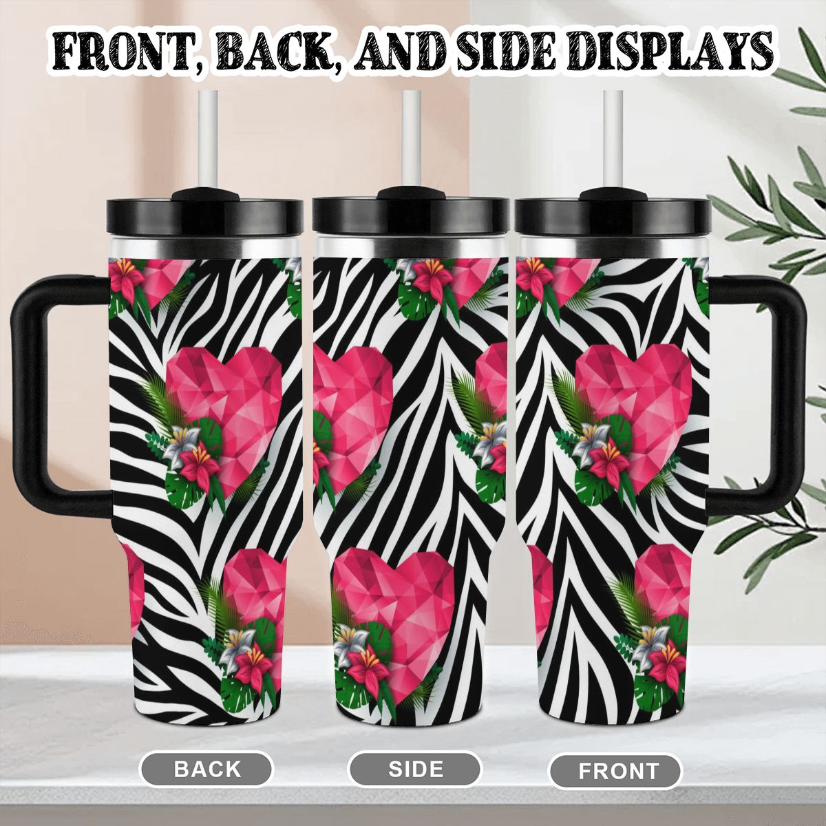 40oz Tumbler with Handle and Straw (Made in USA)