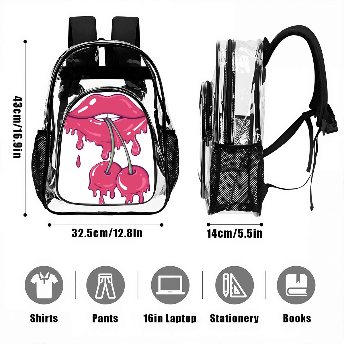 Clear Backpack with Mesh Pocket