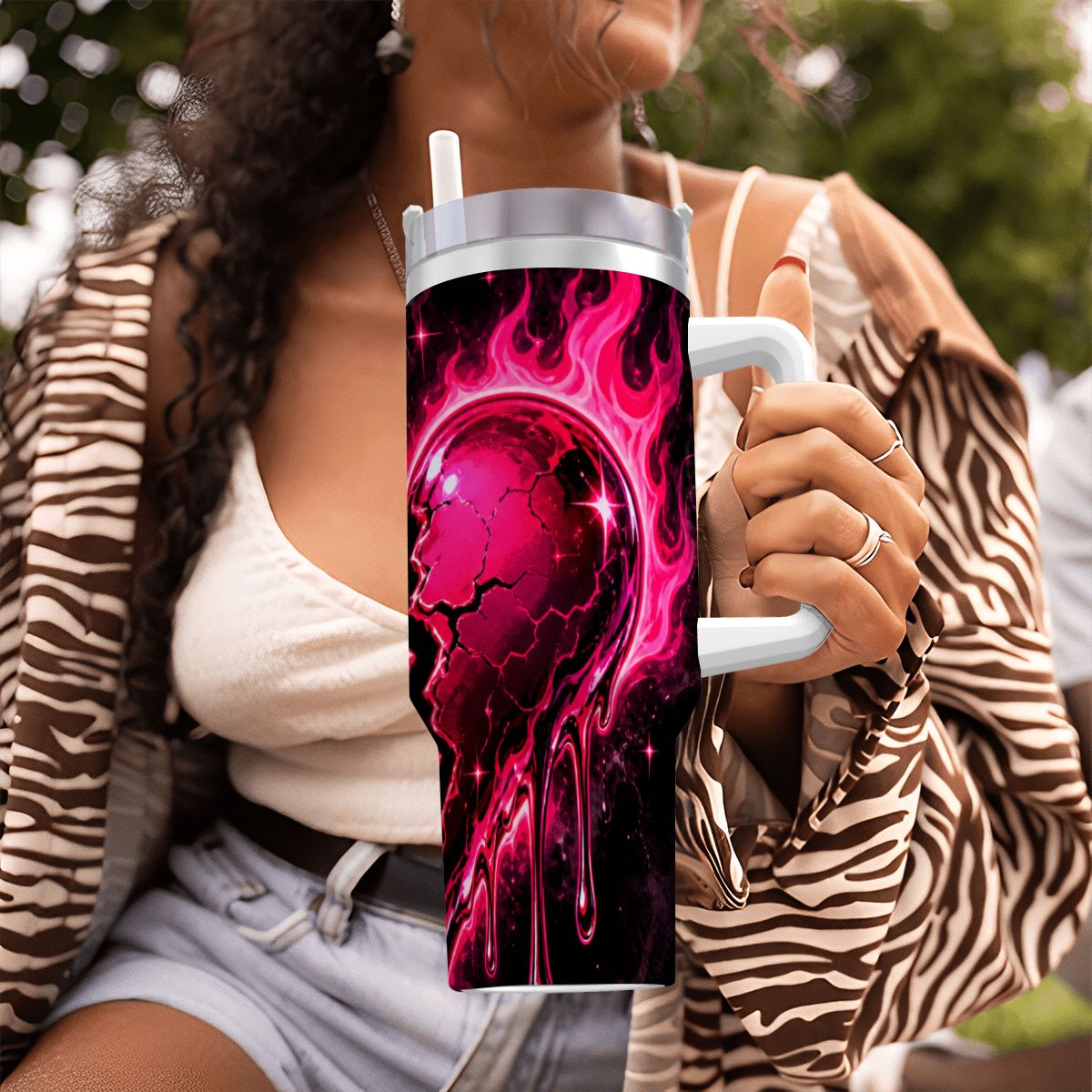 Travel Coffee Mug with Handle and Straw (40oz)