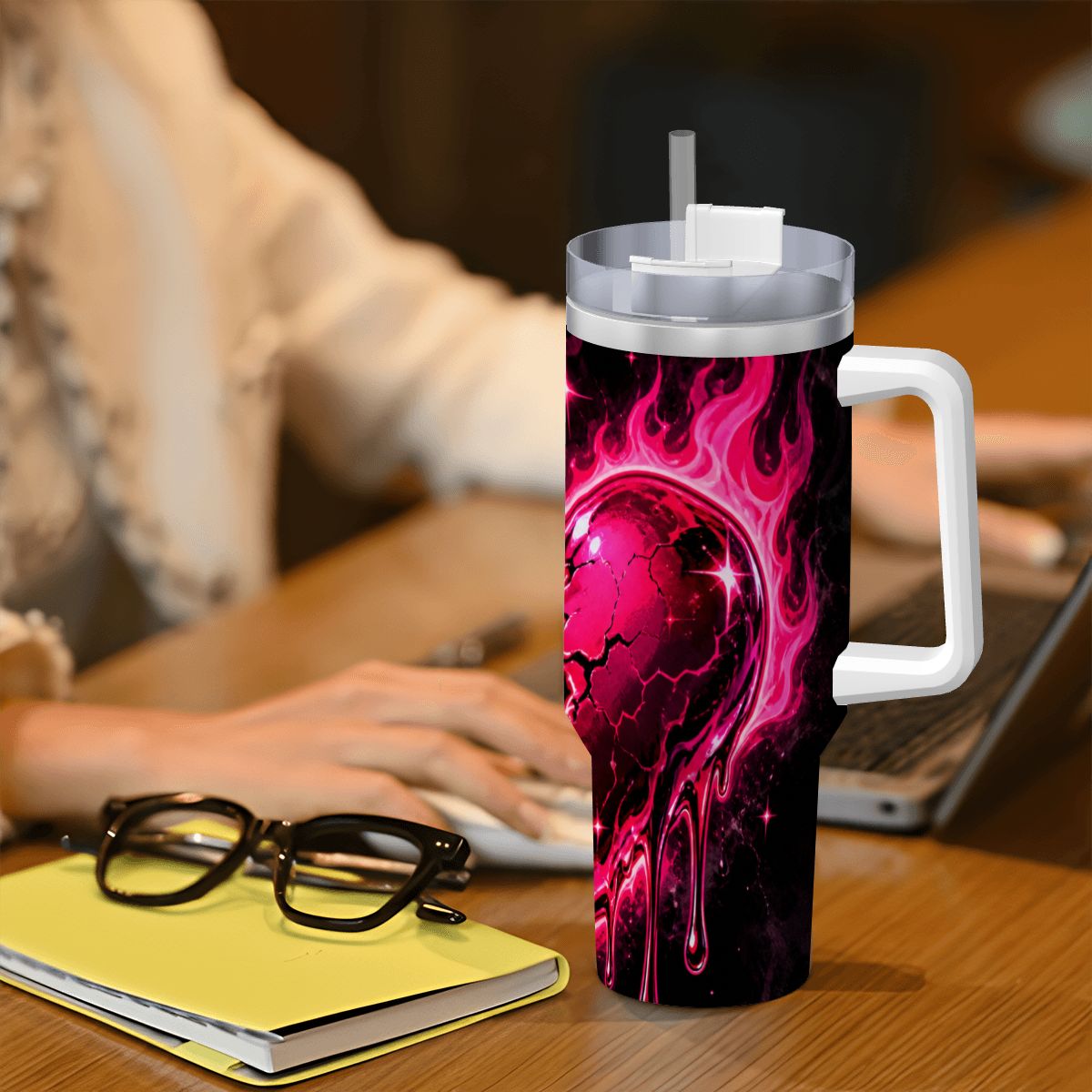 Travel Coffee Mug with Handle and Straw (40oz)