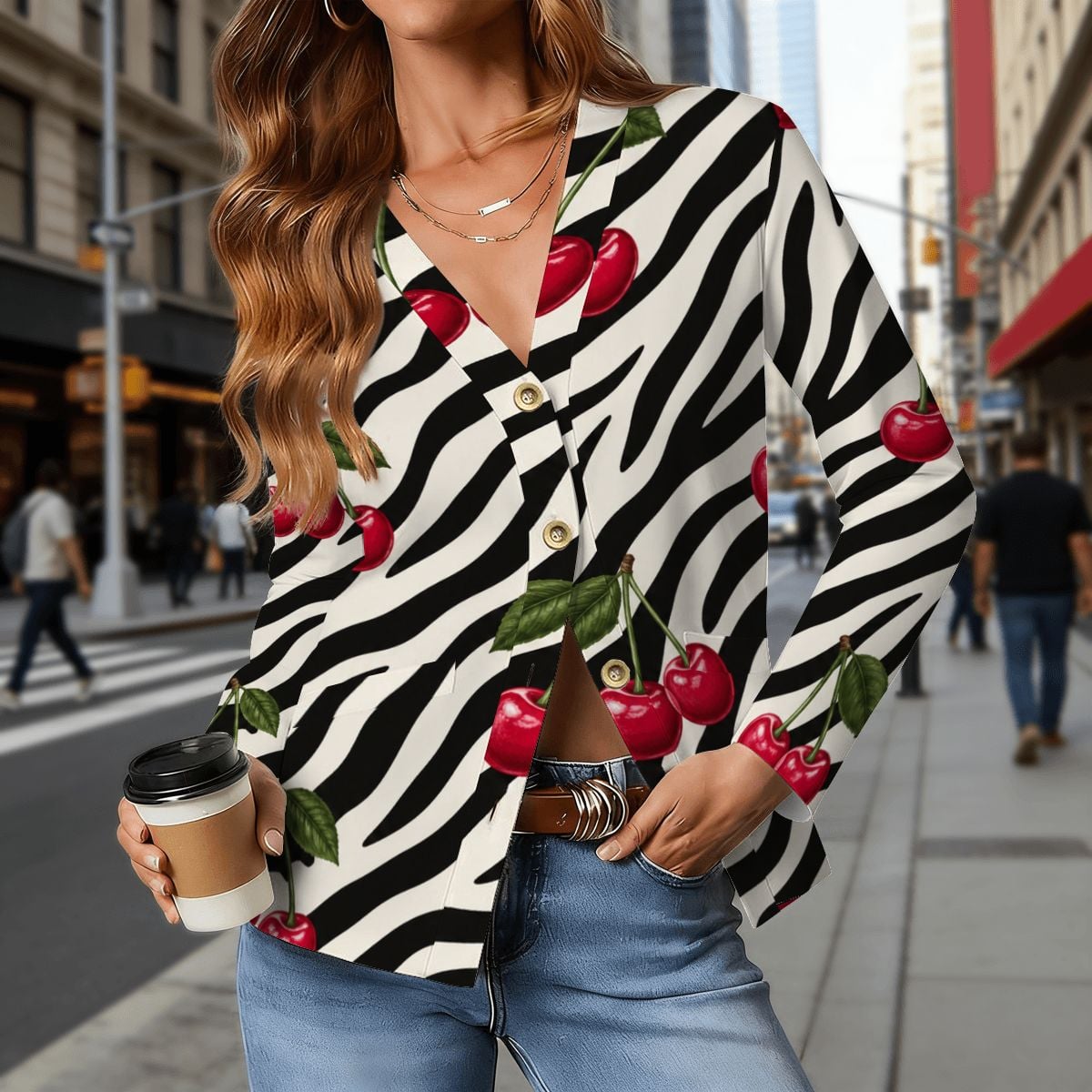 Women's V Neck Lightweight Cardigan