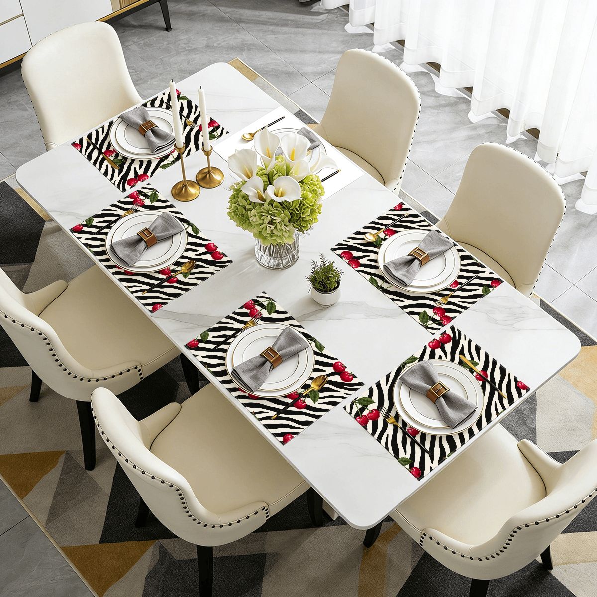 Faux Linen Placemats Set of 6