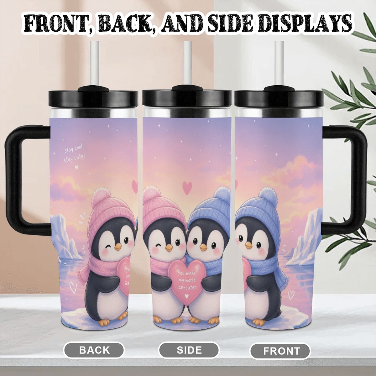 40oz Tumbler with Handle and Straw (Made in USA)