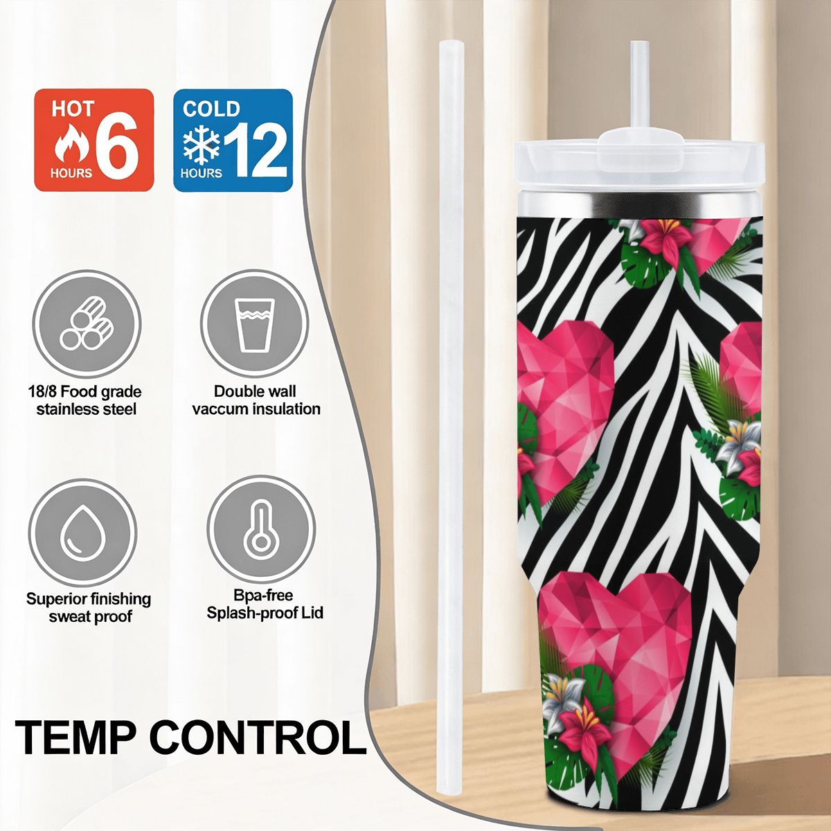 40oz Tumbler with Handle and Straw (Made in USA)