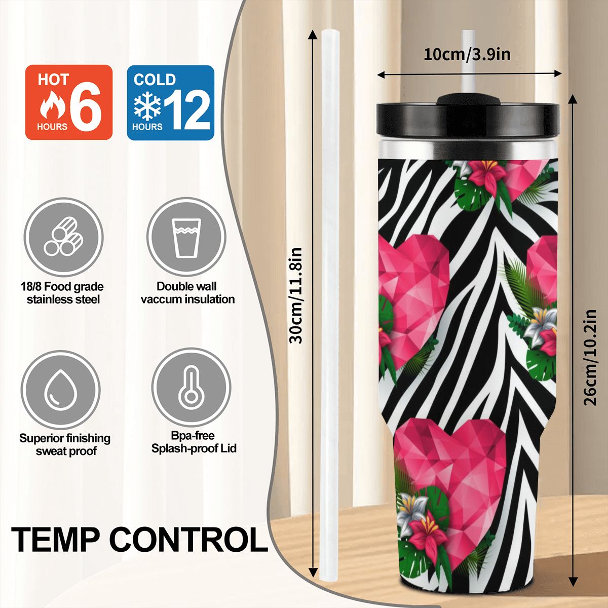 40oz Tumbler with Handle and Straw (Made in USA)
