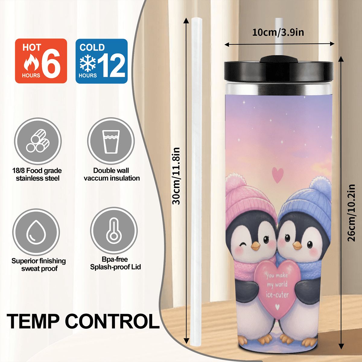 40oz Tumbler with Handle and Straw (Made in USA)