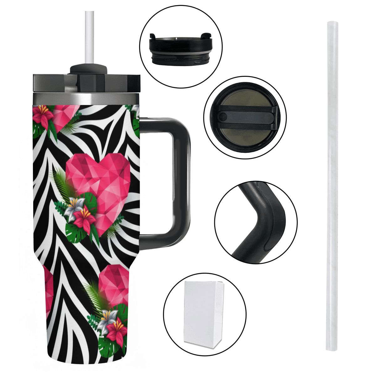 40oz Tumbler with Handle and Straw (Made in USA)