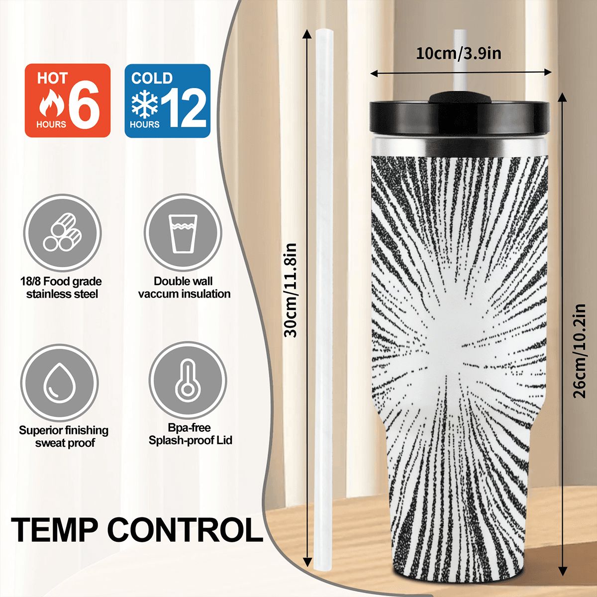40oz Tumbler with Handle and Straw (Made in USA)