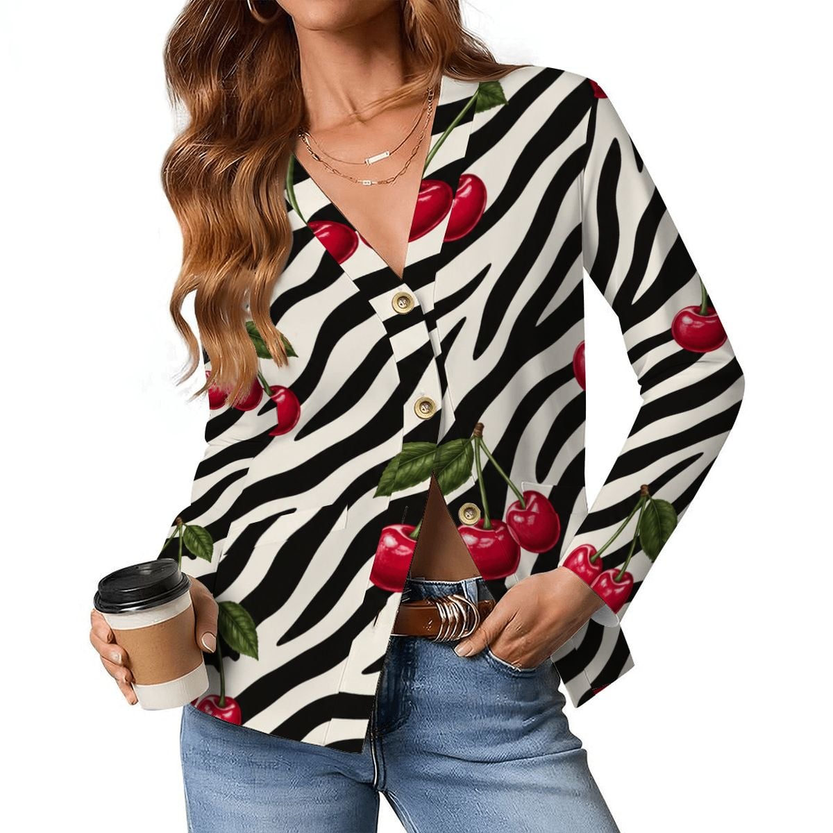 Women's V Neck Lightweight Cardigan
