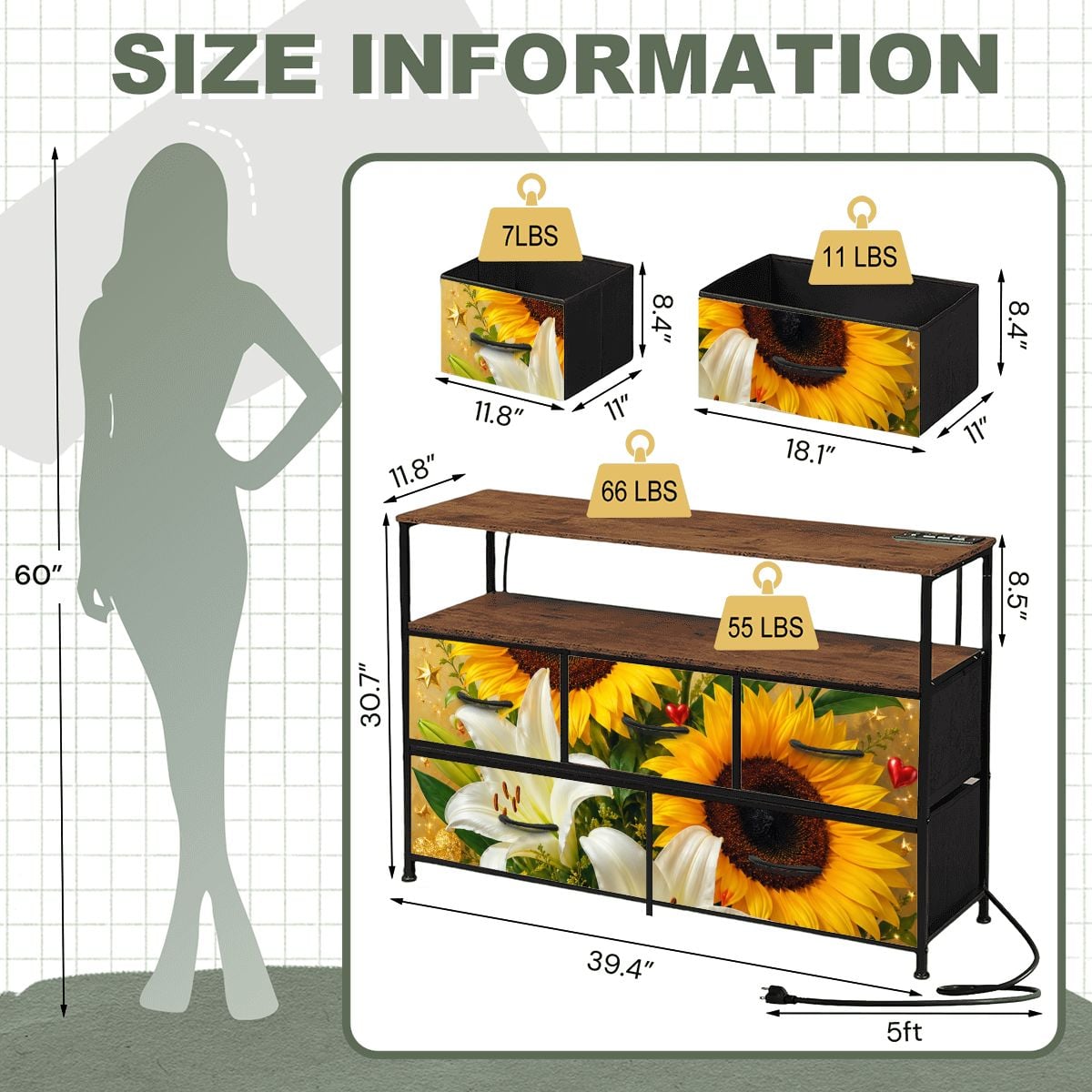 5-Drawer TV Stand Dresser