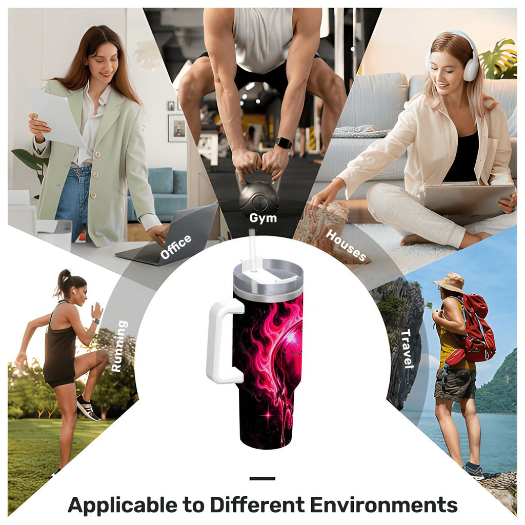 Travel Coffee Mug with Handle and Straw (40oz)